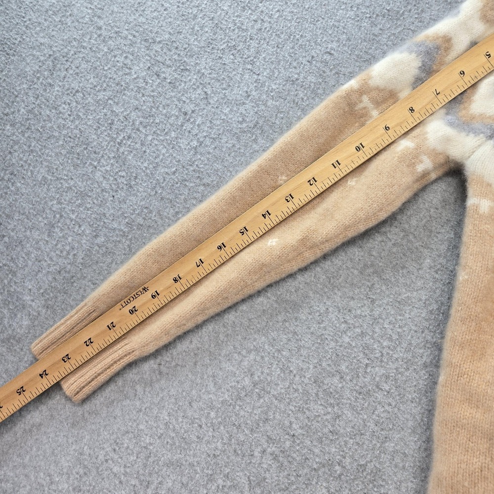 Antonio Melani Sweater Pullover Womens M Beige 100%Cashmere Turtleneck Fair Isle - Picture 8 of 11
